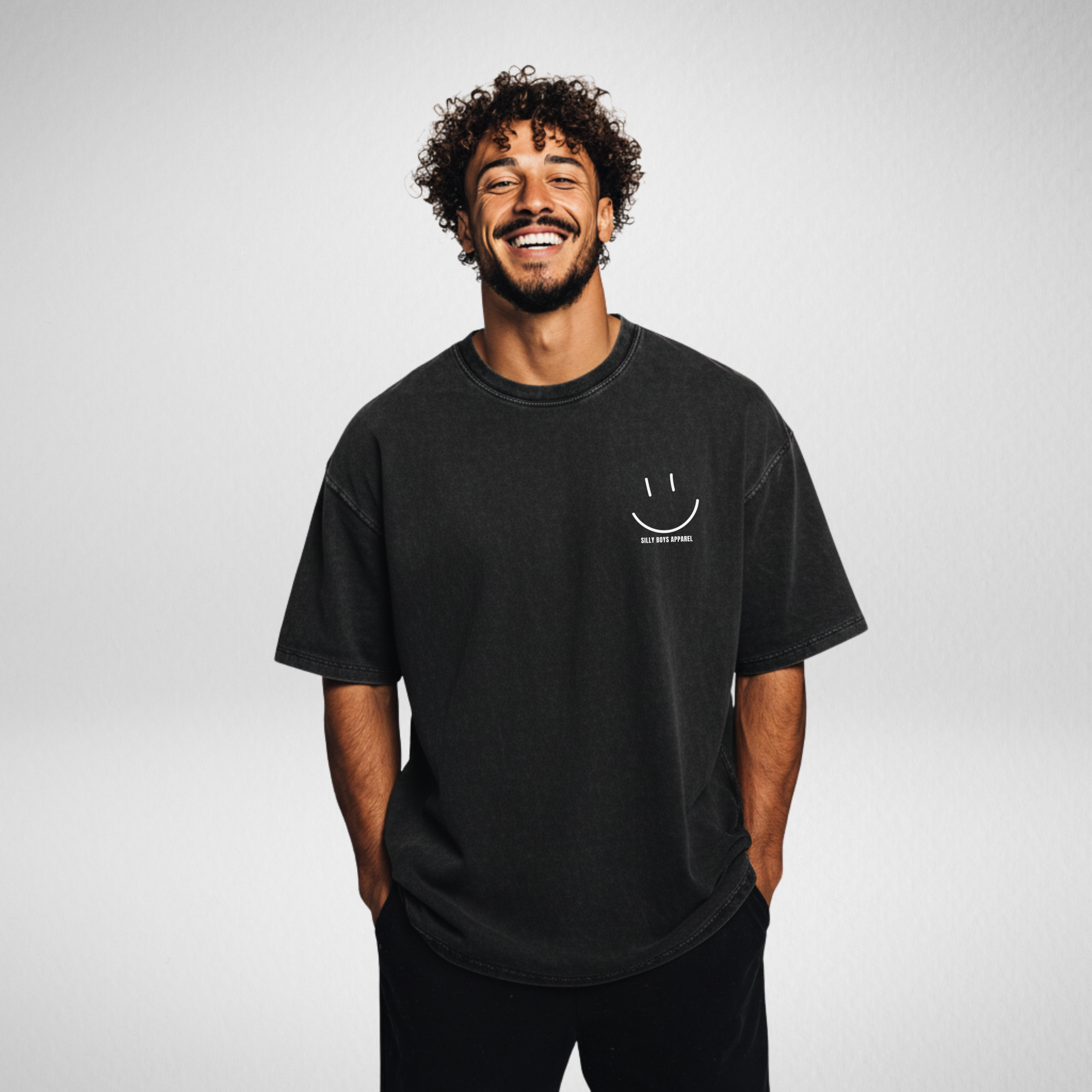 'ALL SMILES' ACID WASH SHIRT