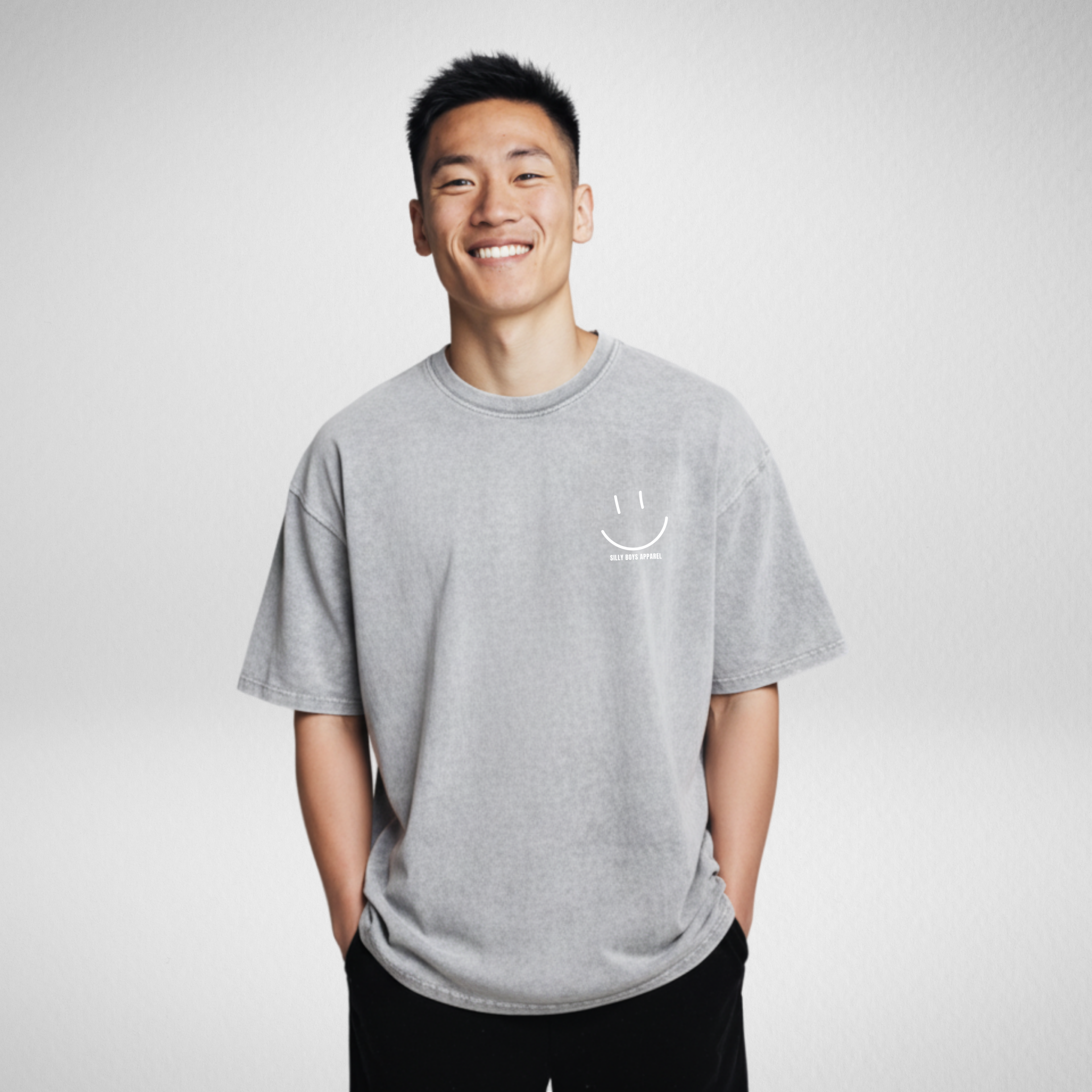 'ALL SMILES' ACID WASH SHIRT
