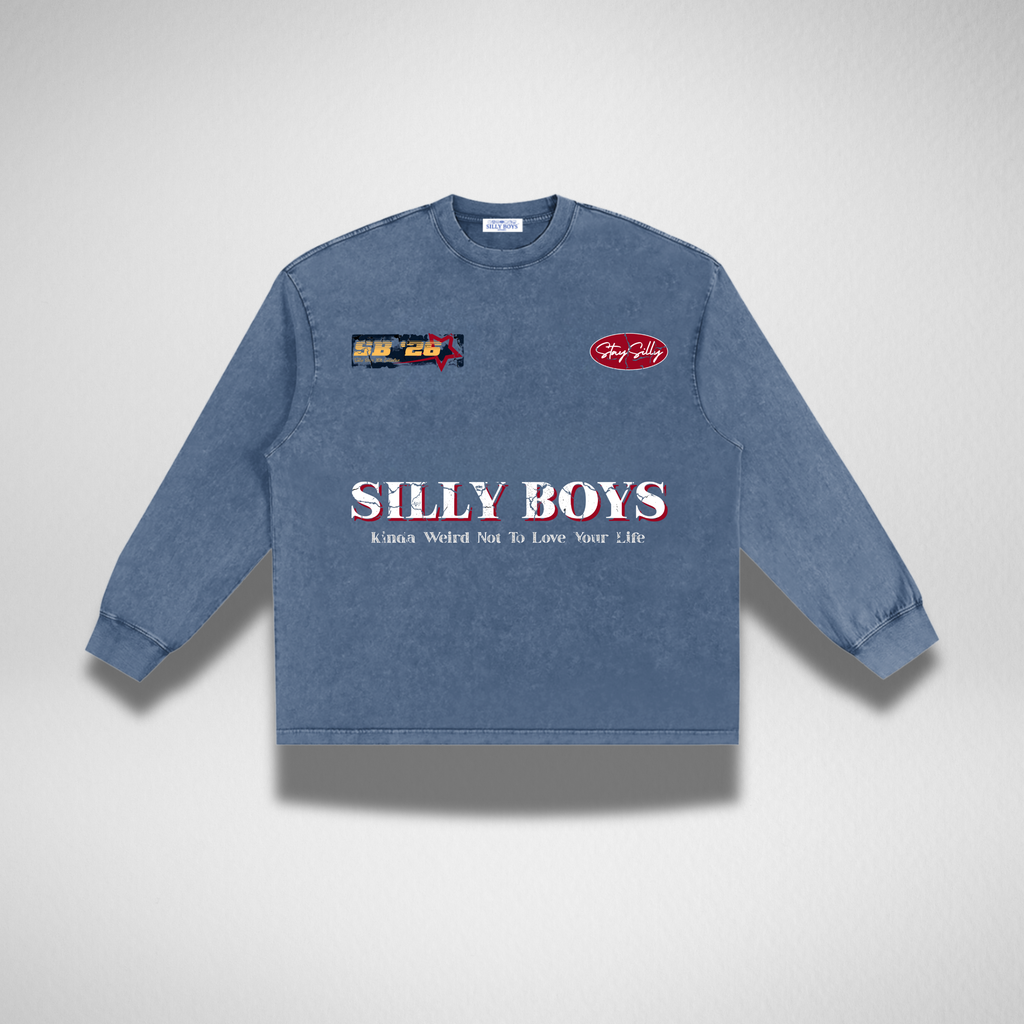 ACID WASH LONG SLEEVE - 'RACE PATCH'