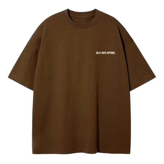 STAY SILLY OVERSIZED SHIRT - COFFEE BROWN