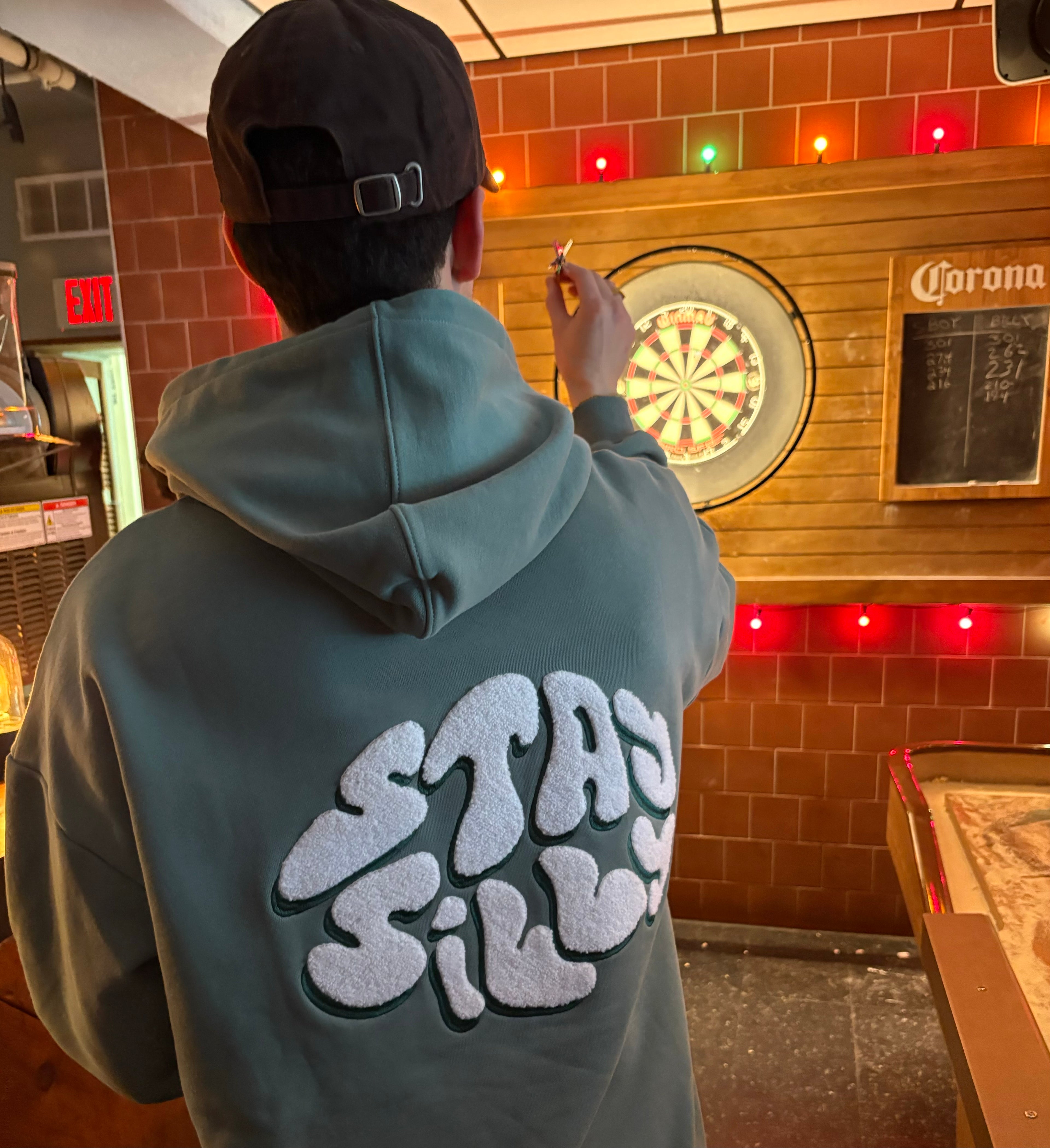STAY SILLY HOODIE - TEAL GREEN