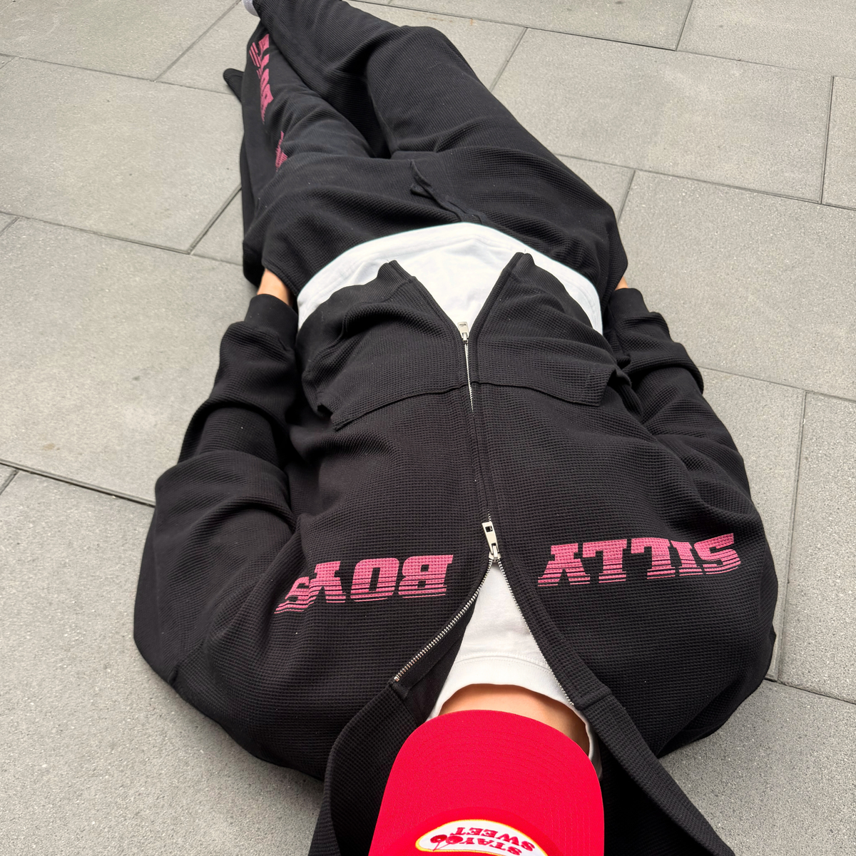 WAFFLE ZIP HOODIE - 'ALL DAY LOUNGE'