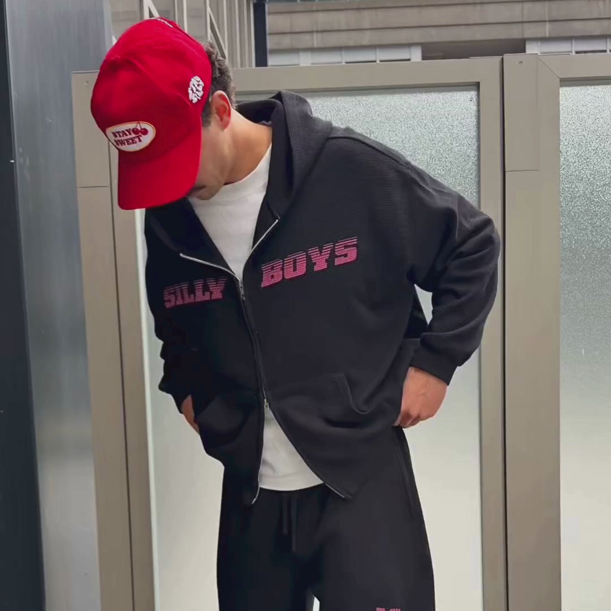 WAFFLE ZIP HOODIE - 'ALL DAY LOUNGE'